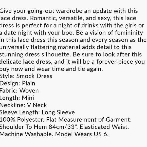 New BooHoo Lace Dress Size 8 Blush Pink Long Sleeve Boho Balletcore Romantic - Picture 7 of 7